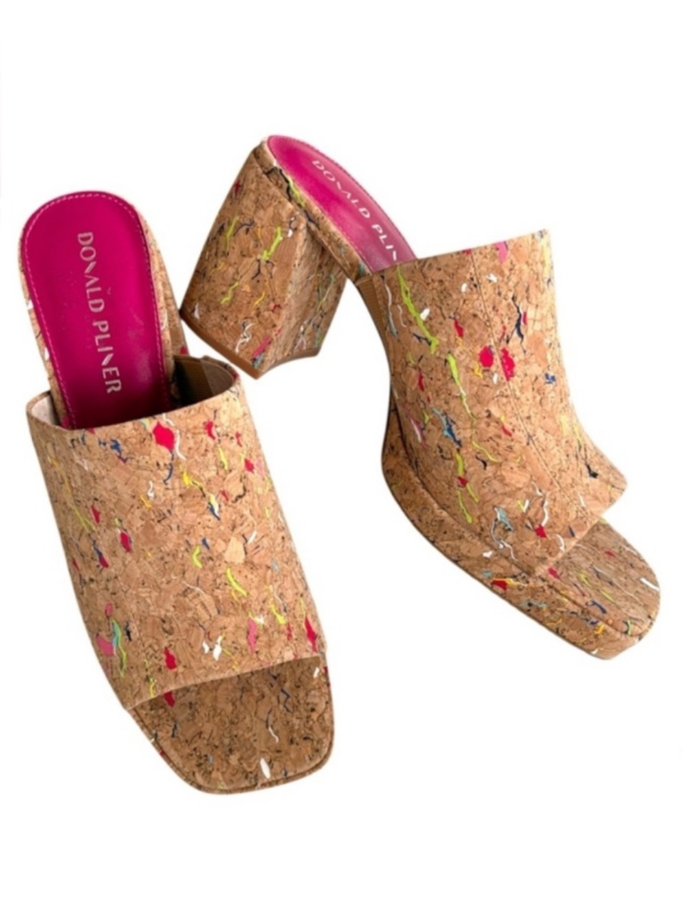 Like New Donald Pliner Turner Cork Heeled Sandals Size 9 Retail $248.00